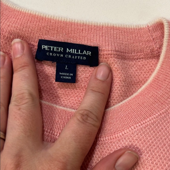 Peter Millar Crown Crafted Mens Large Peach Crewneck Lightweight Luxury - Picture 2 of 5